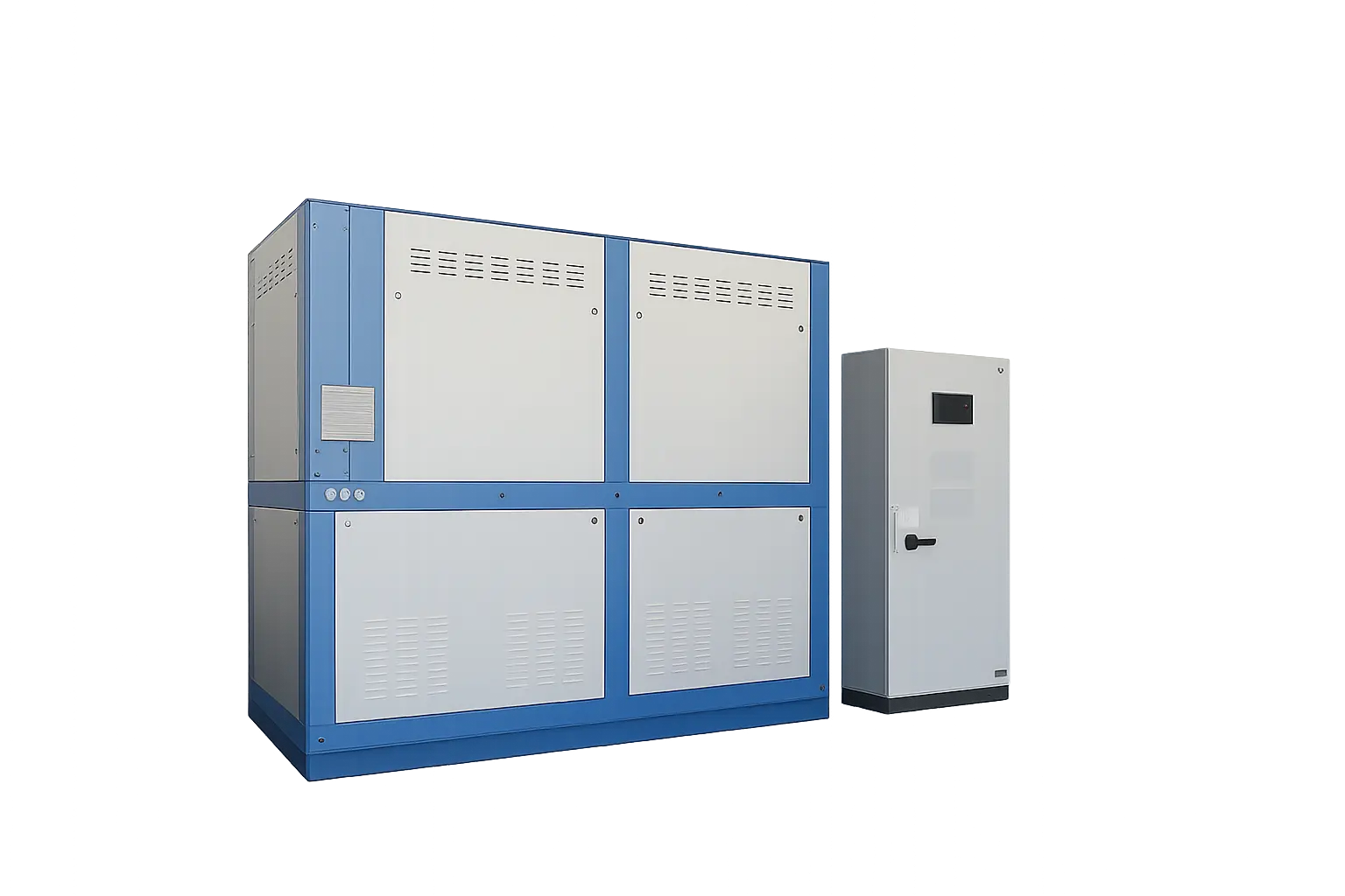 Industrial hydrogen gas generator with blue and white cabinet design